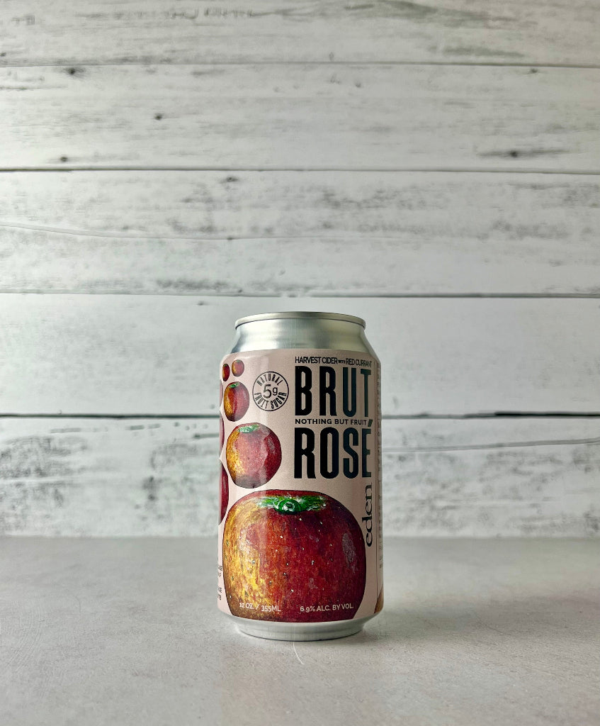 12 oz can of Eden Brut Rosé Harvest Cider with Red Currant
