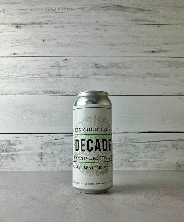 16 oz can of Greenwood Cider Decade Anniversary Cider