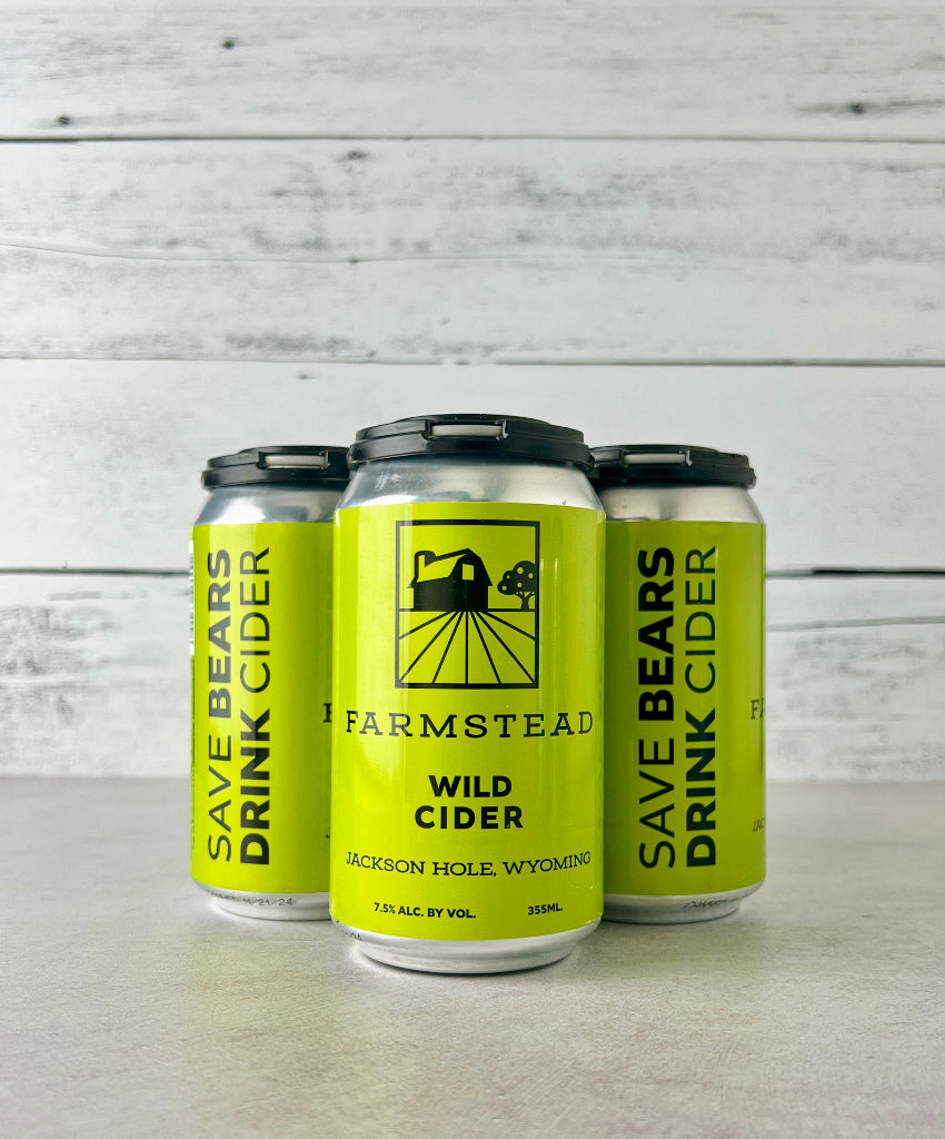 4-pack of 12-oz cans of Farmstead Wild Cider - Jacson Hole, Wyoming cider