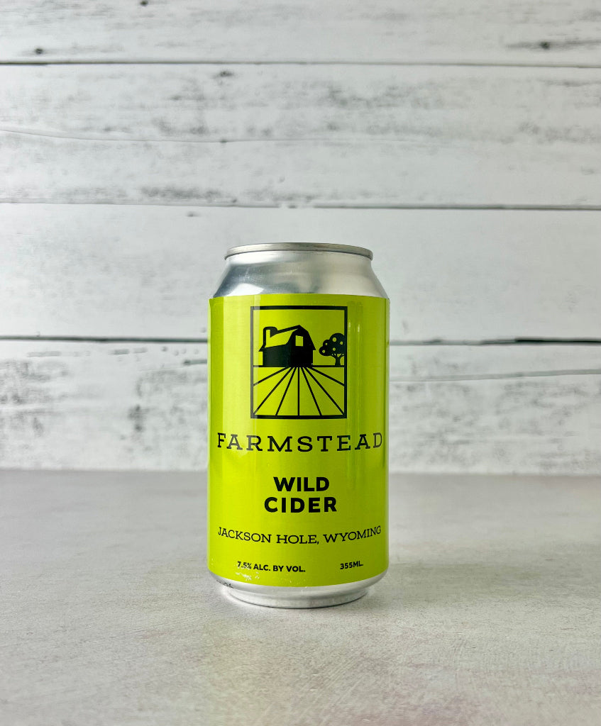 12-oz can of Farmstead Wild Cider - Jacson Hole, Wyoming cider