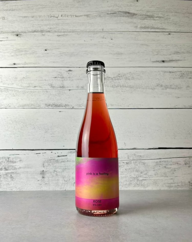 375 mL bottle of Botanist & Barrel Pink is a Feeling Rosé cider