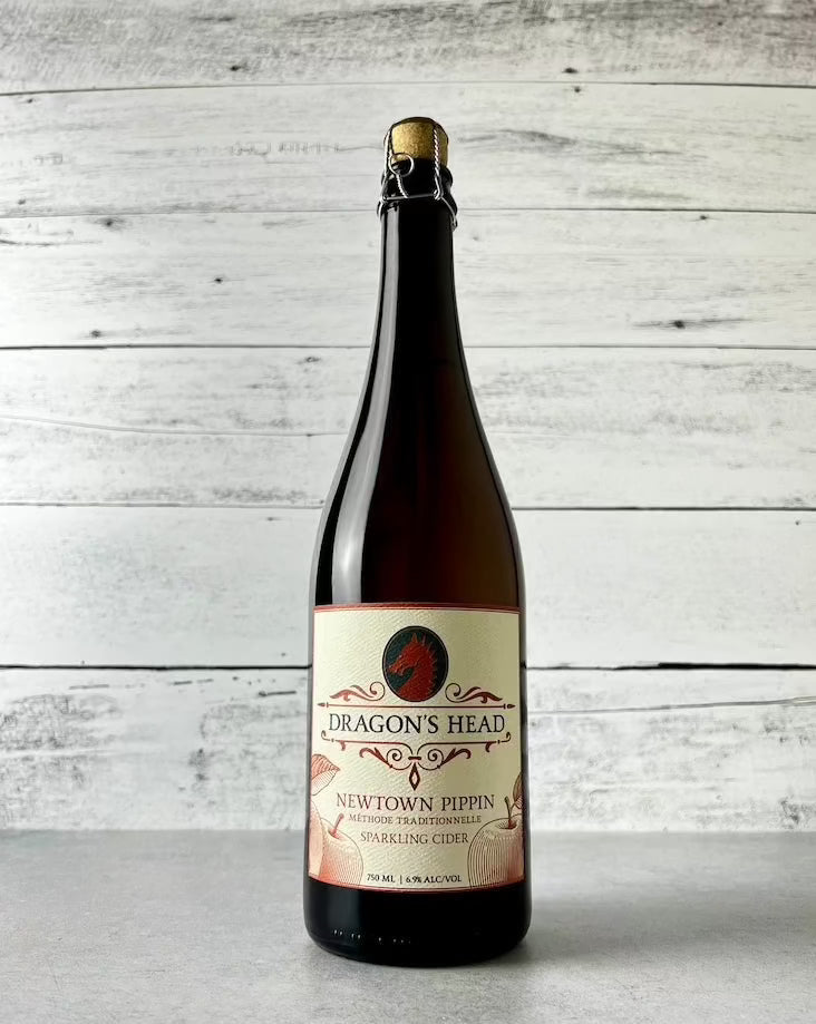 750 mL bottle of Dragon's Head Newtown Pippin Methode Tradionnelle Sparkling Cider
