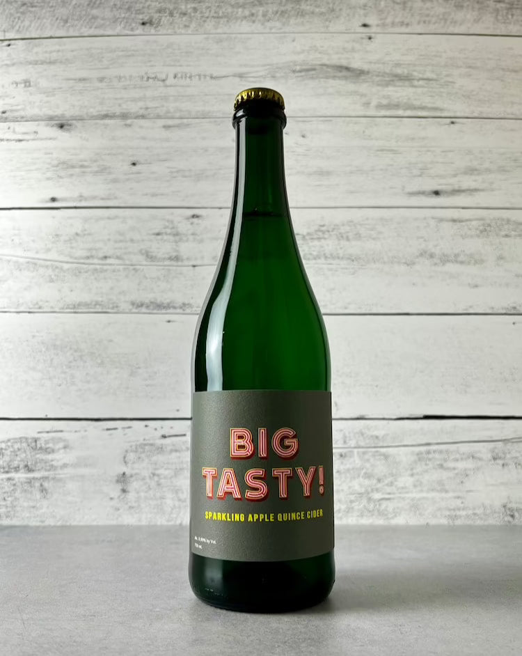 750 mL bottle of Durham Cider Big Tasty! Sparkling Apple Quince Cider
