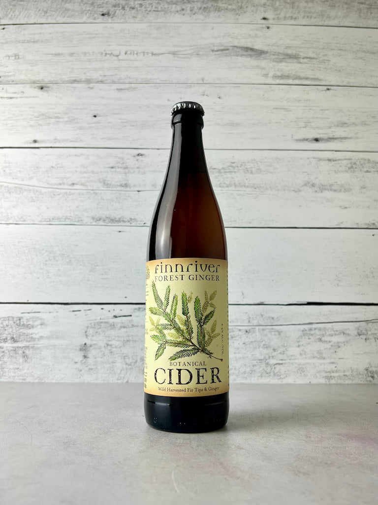 500 mL bottle of Finnriver Forest Ginger - Botanical Cider - Wild Harvested Fir Tips and Ginger