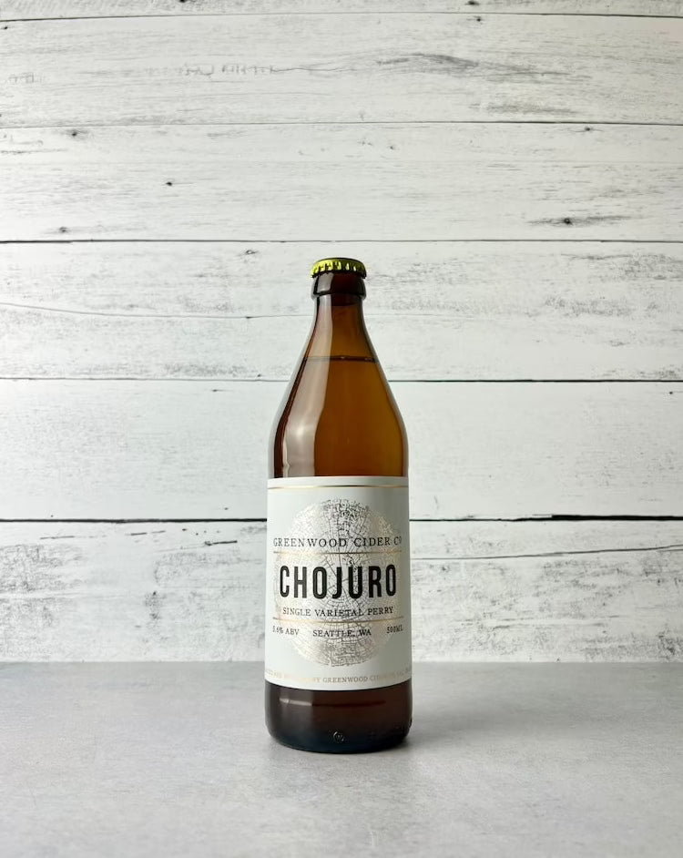 500 mL bottle of Greenwood Cider Co Chojuro - Single Varietal Perry - Seattle, WA