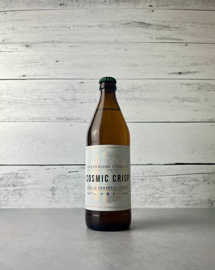 500 mL bottle of Greenwood Cider Co. Cosmic Crisp - Single Varietal Cider