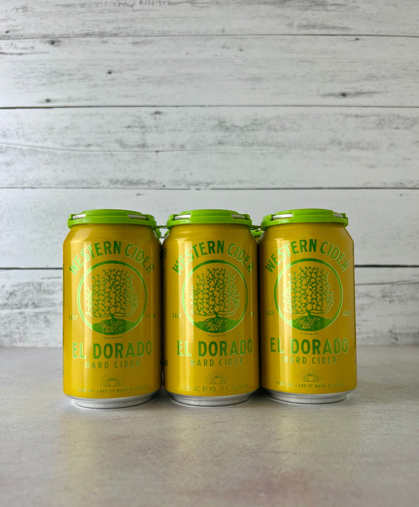 Photo of a 6-pack of 12 oz cans of Western Cider - El Dorado Hopped Cider 