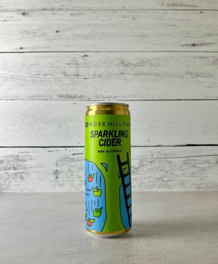 Photo of a 12 oz can of Rose Hill Farm Sparkling Cider Non-Alcoholic