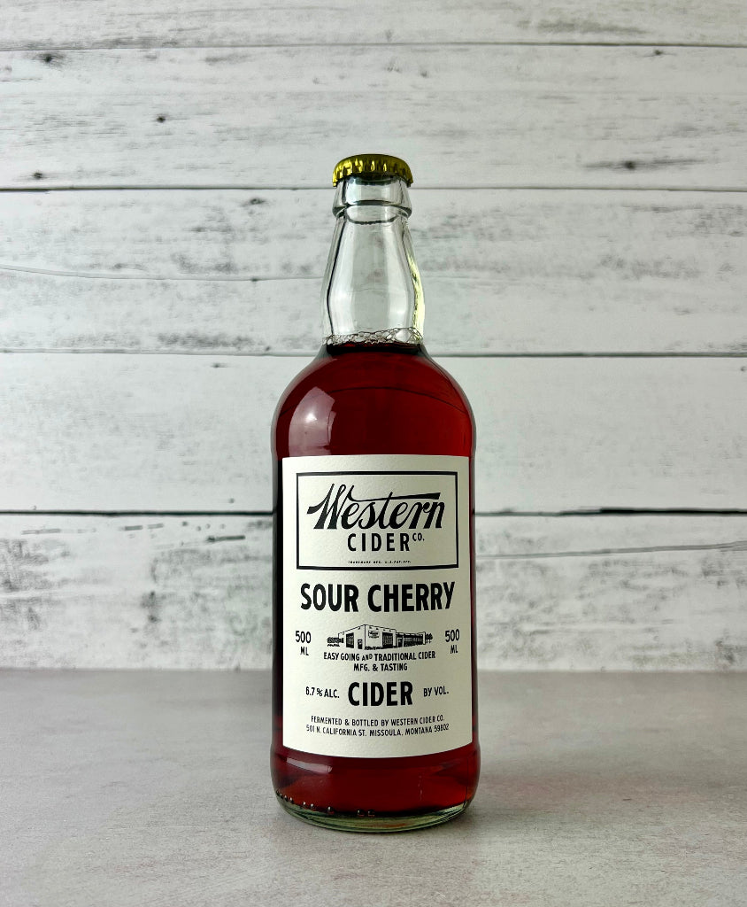 500 mL bottle of Western Cider - Sour Cherry Cider - Easy Going and Traditional Cider