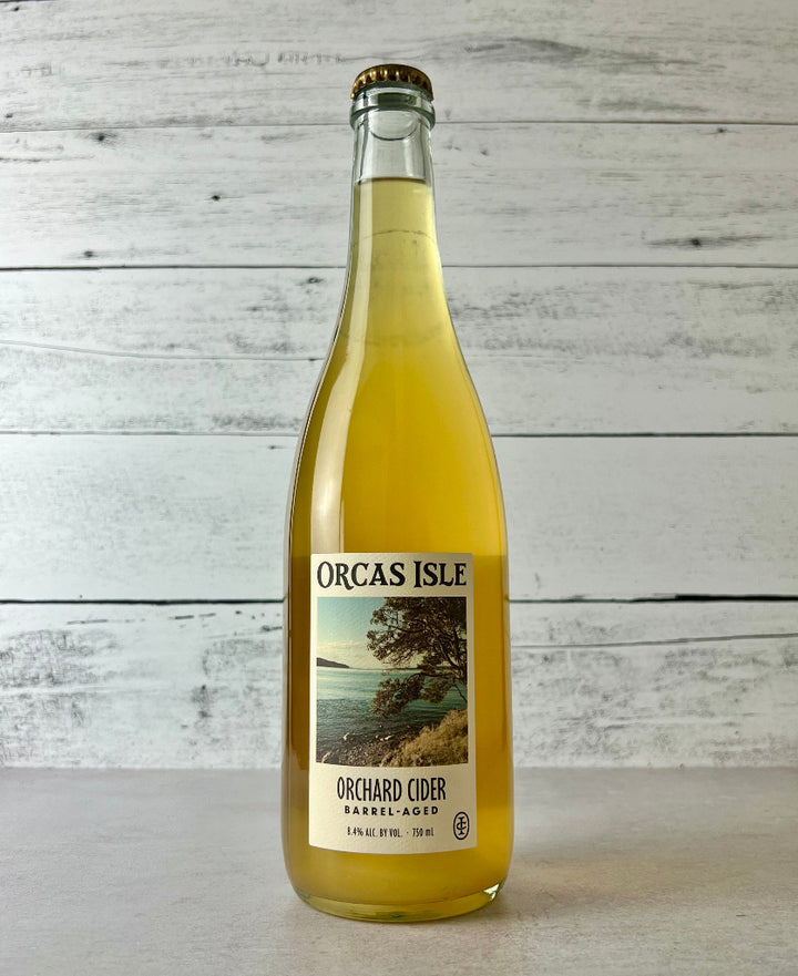 Photo of a 750 mL bottle of Orcas Isle Orchard Cider Barrel-Aged