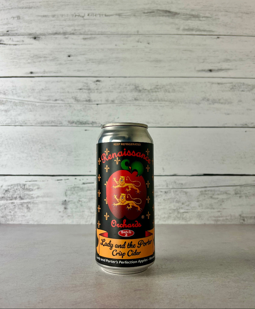 Photo of a 16 oz can of Renaissance Orchards Cider - Batch 2 - Lady and the Porter Crisp Cider - Keeved