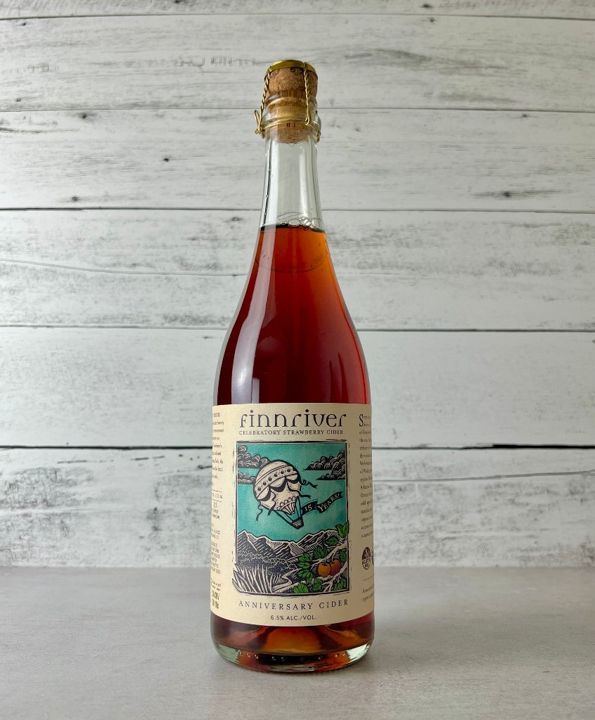 Photo of a 750 mL bottle of Finnriver Anniversary Cider - Celebratory Strawberry Cider