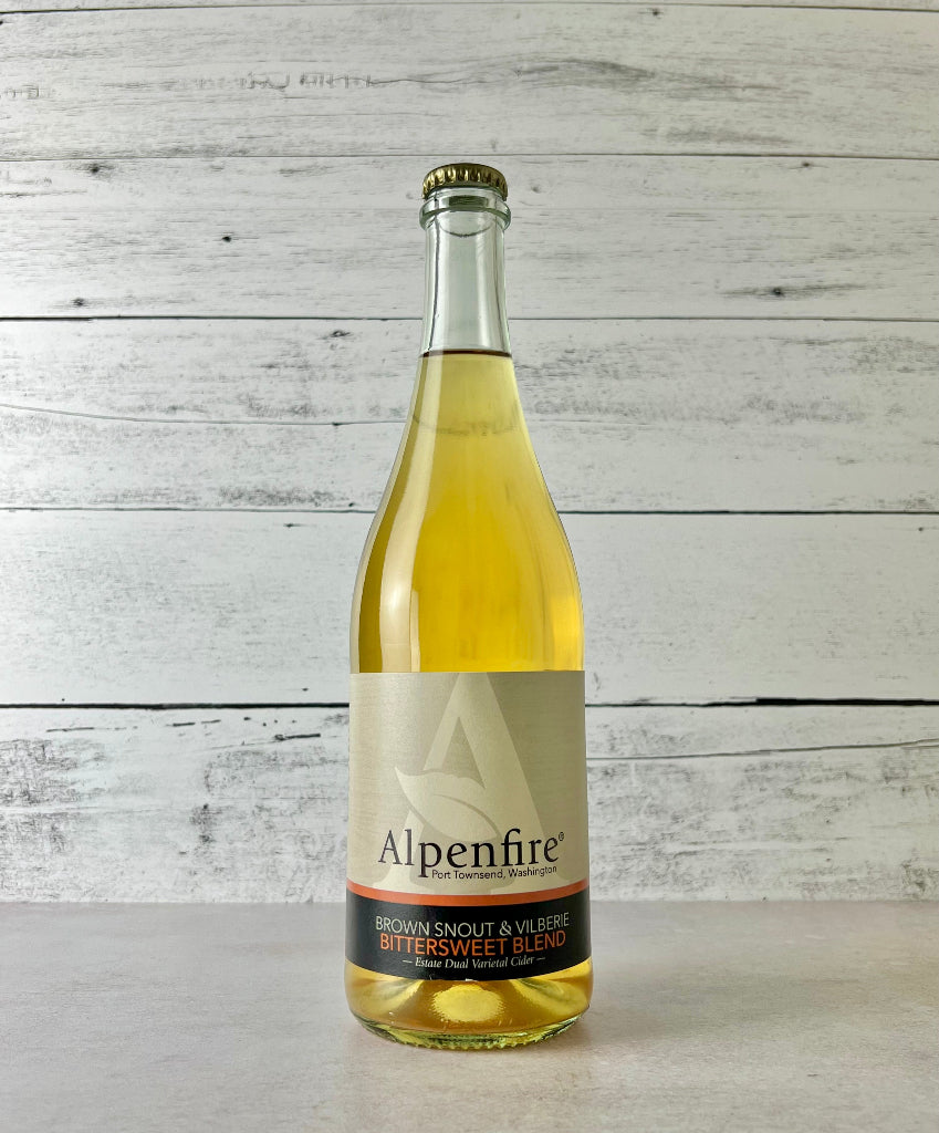 Photo of 750 mL bottle of Alpenfire Brown Snout & Vilberie Bittersweet Blend - Estate Dual Varietal Cider