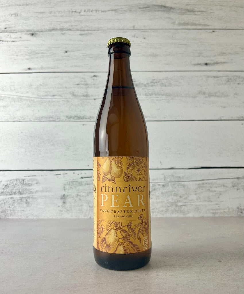 Photo of a 500 mL bottle of Finnriver Pear Farmcrafted Cider