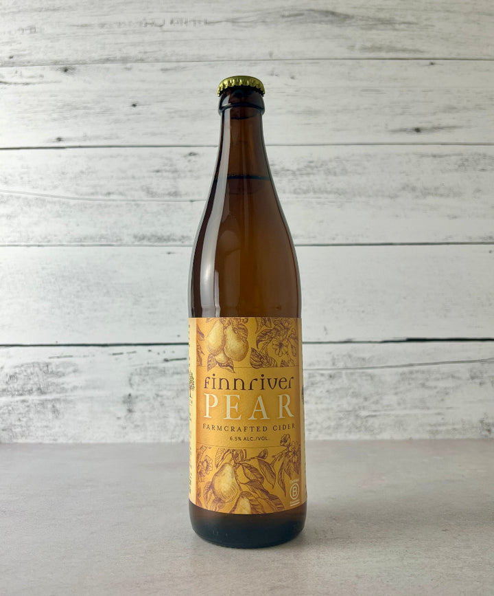 Photo of a 500 mL bottle of Finnriver Pear Farmcrafted Cider