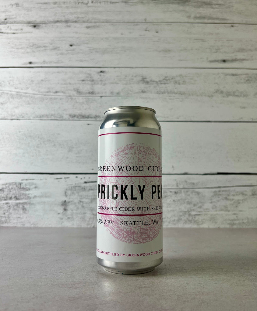 Photo of a 16 oz can of Greenwood Cider Prickly Pear - Pear Apple Cider with Prickly Pear