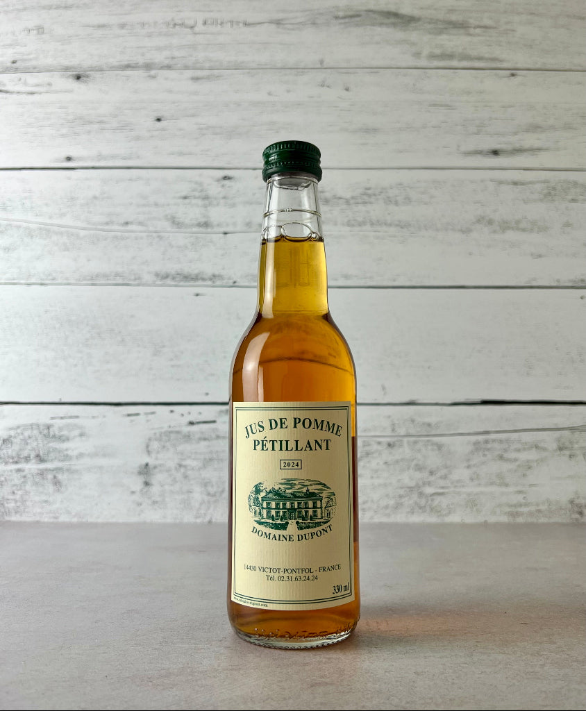 Photo of a 12 oz bottle of Domaine Dupont Jus de Pomme Petillant - Sparkling Apple Juice - Non-Alcoholic