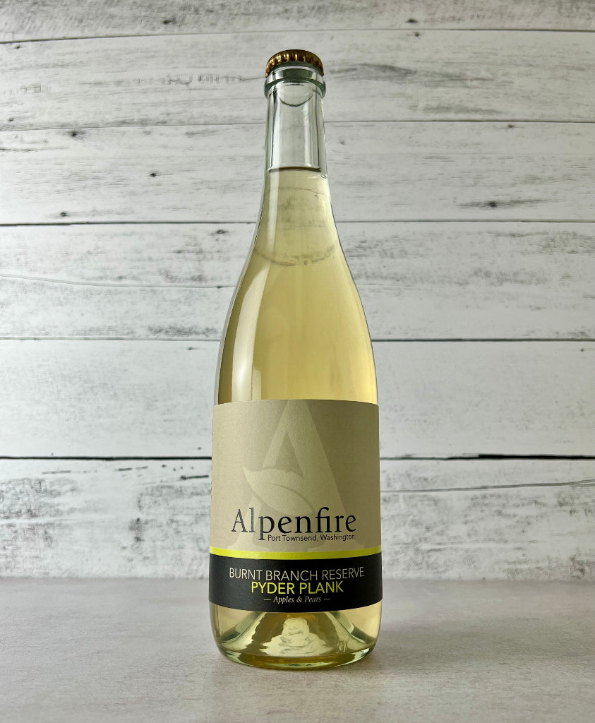 Photo of a 750 mL bottle of Alpenfire Cider Pyder Plank - Burnt Branch Reserve - Apples & Pears - Port Townsend Washington