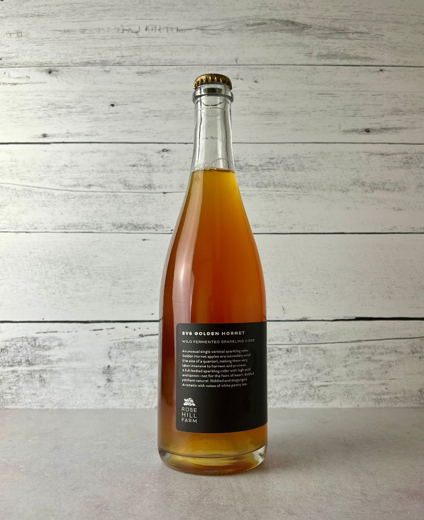 750 mL bottle of Rose Hill Ferments SV6 Golden Hornet Wild Fermented Sparkling Cider - Single Varietal