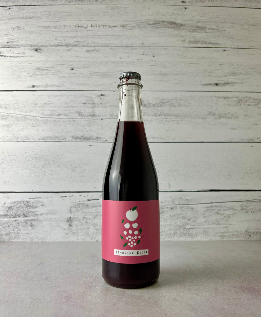 500 mL bottle of Rose Hill Ferments Pomquette Rouge cider