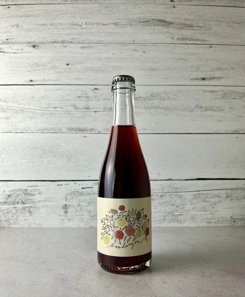 500 mL bottle of Rose Hill Ferments Bandwagon Cider Grape Quince Coferment