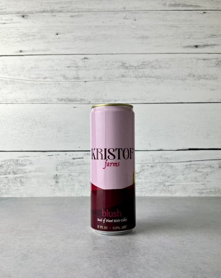 12 oz can of Krisof Farms Blush Rosé Cider of Pinot Noir Cider