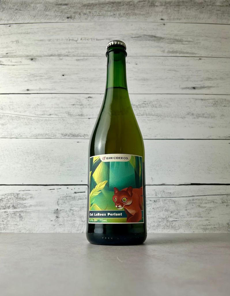 750 mL bottle of Raw Cider Cat LaRoux Perlant Cider