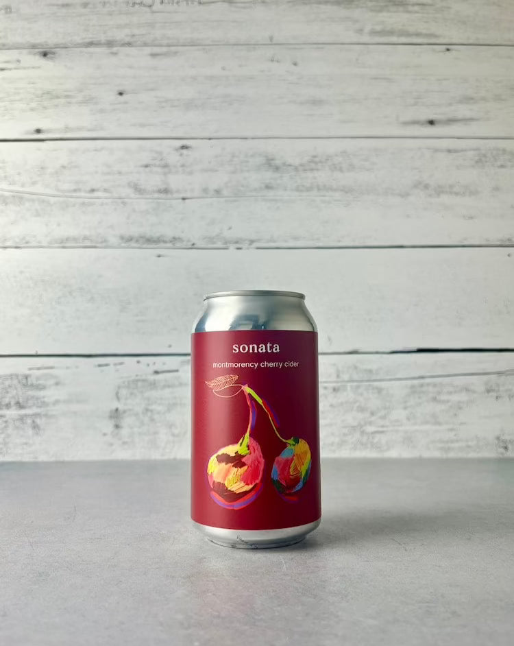 12 oz can of Revel Cider Sonata Montmorency Cherry Cider