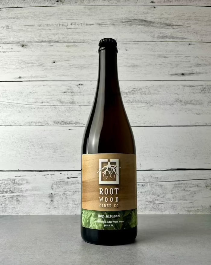 750 mL bottle of Rootwood Cider Hop Infused