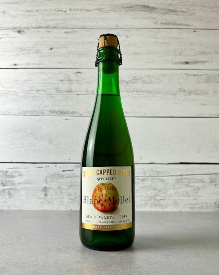 375 mL bottle of Snow Capped Cider Specialty - Blanc Mollet Single Varietal Cider - Colorado Estate Grown - Bottled 2019