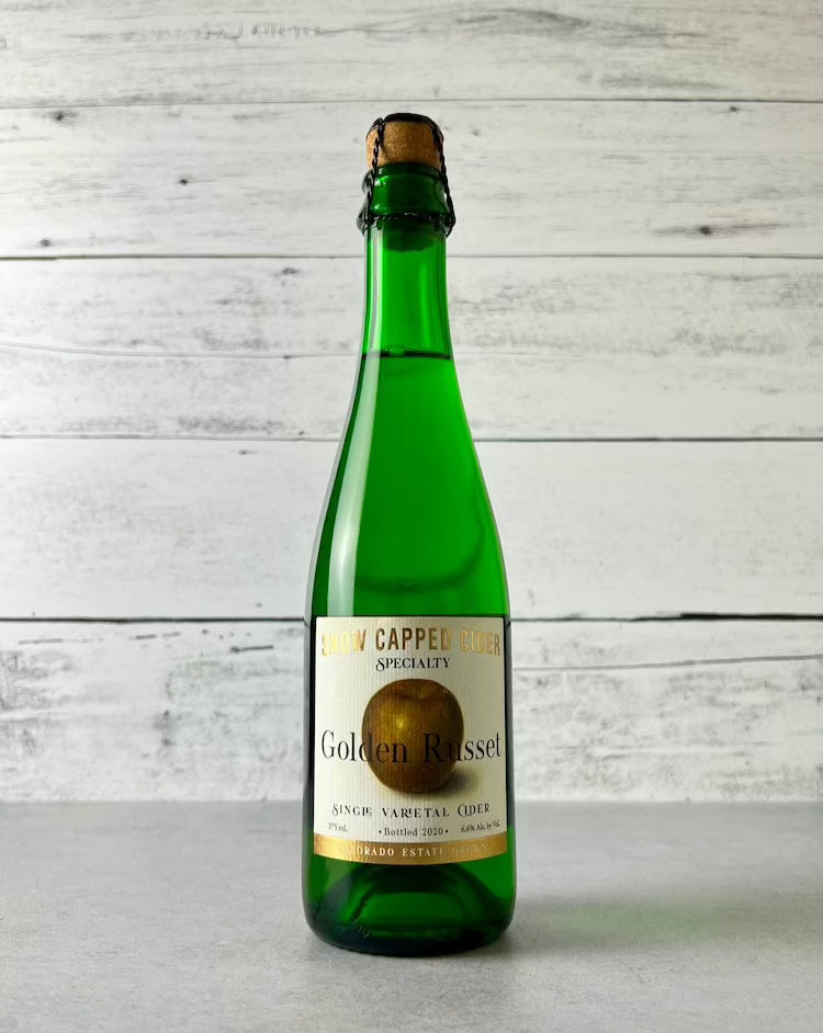 375 mL bottle of Snow Capped Cider - Specialty - Golden Russet Single Varietal Cider - Colorado Estate Grown - Bottled 2020