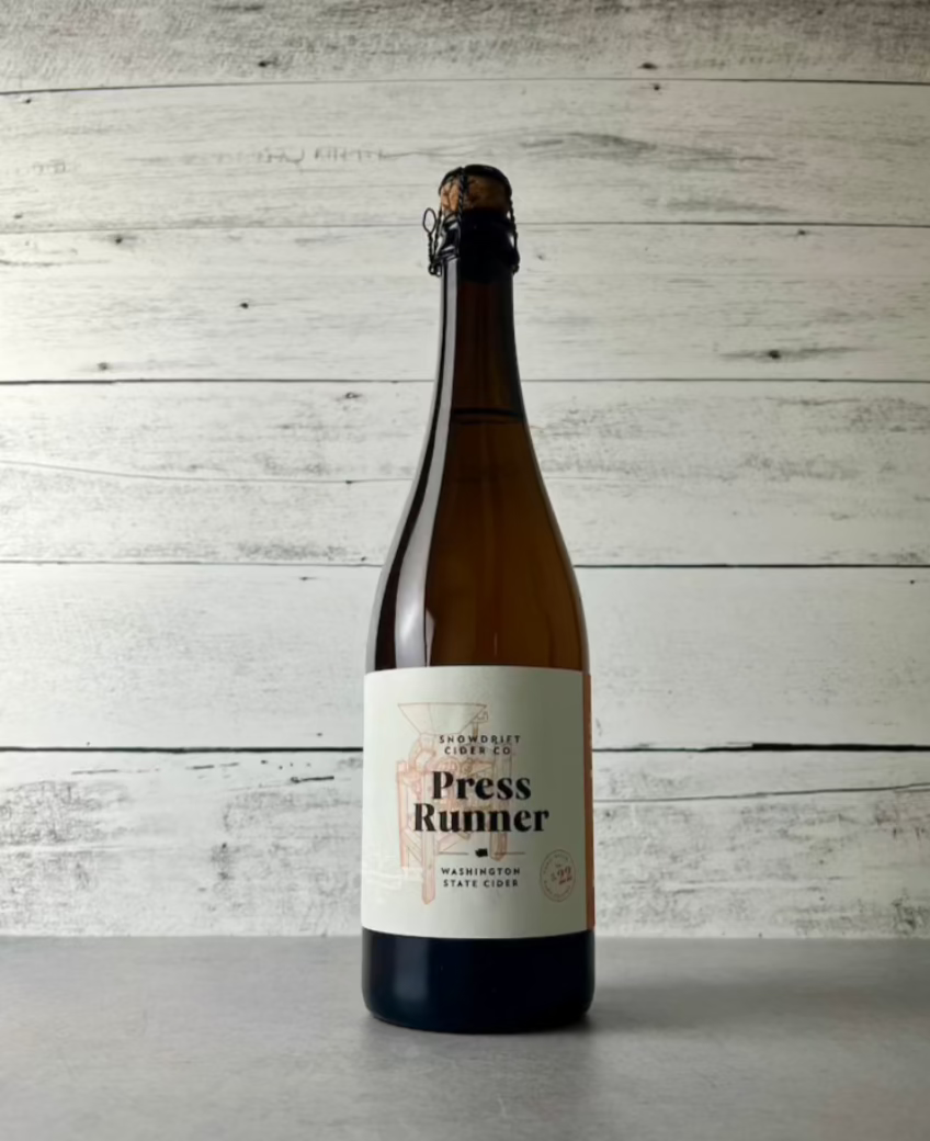 750 mL bottle of Snowdrift Cider Co. Press Runner - Washington Estate Cider 2022