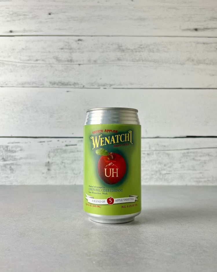 12 oz can of Union Hill Estate Apple Wenatchi cider - A blend of 5 apple varieties 