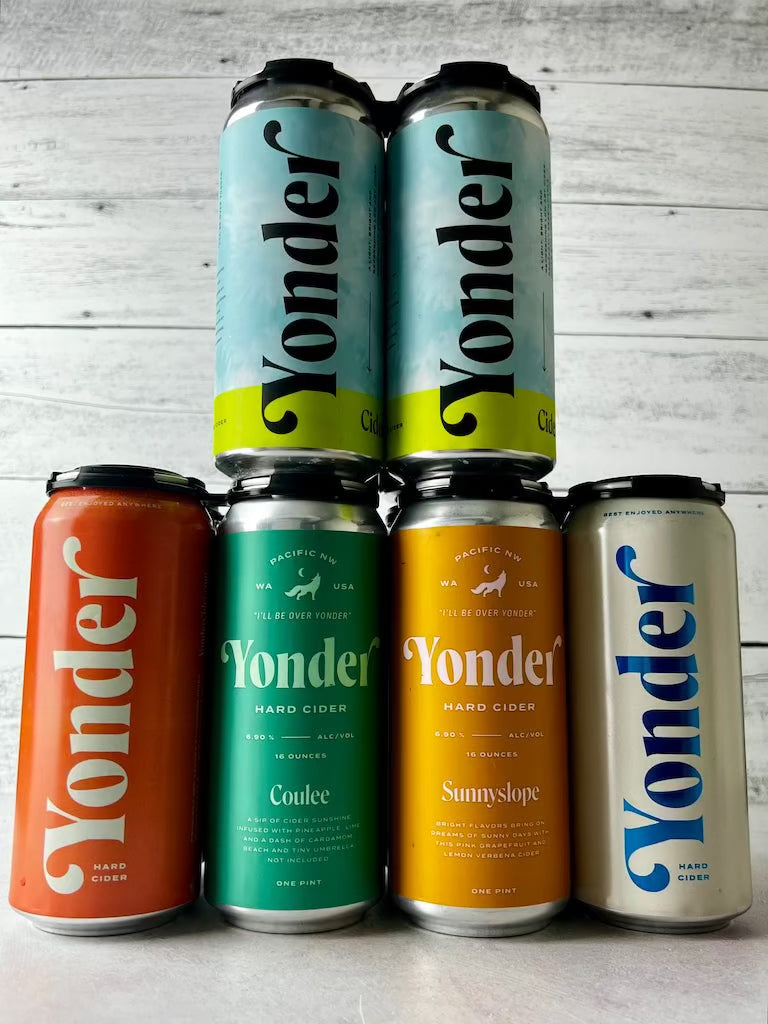 six 16-oz cans of Yonder cider
