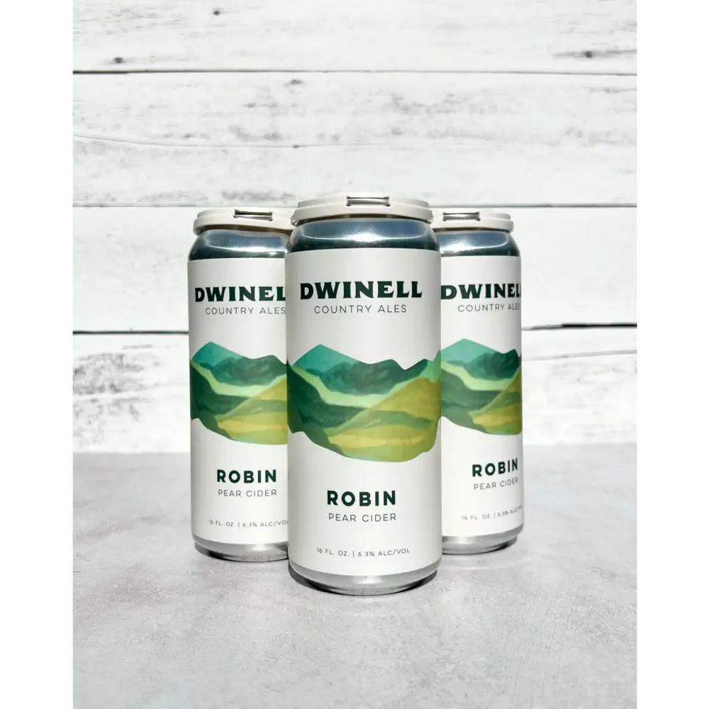 4-pack of 16 oz cans of Dwinell Country Ales - Robin - Pear Cider