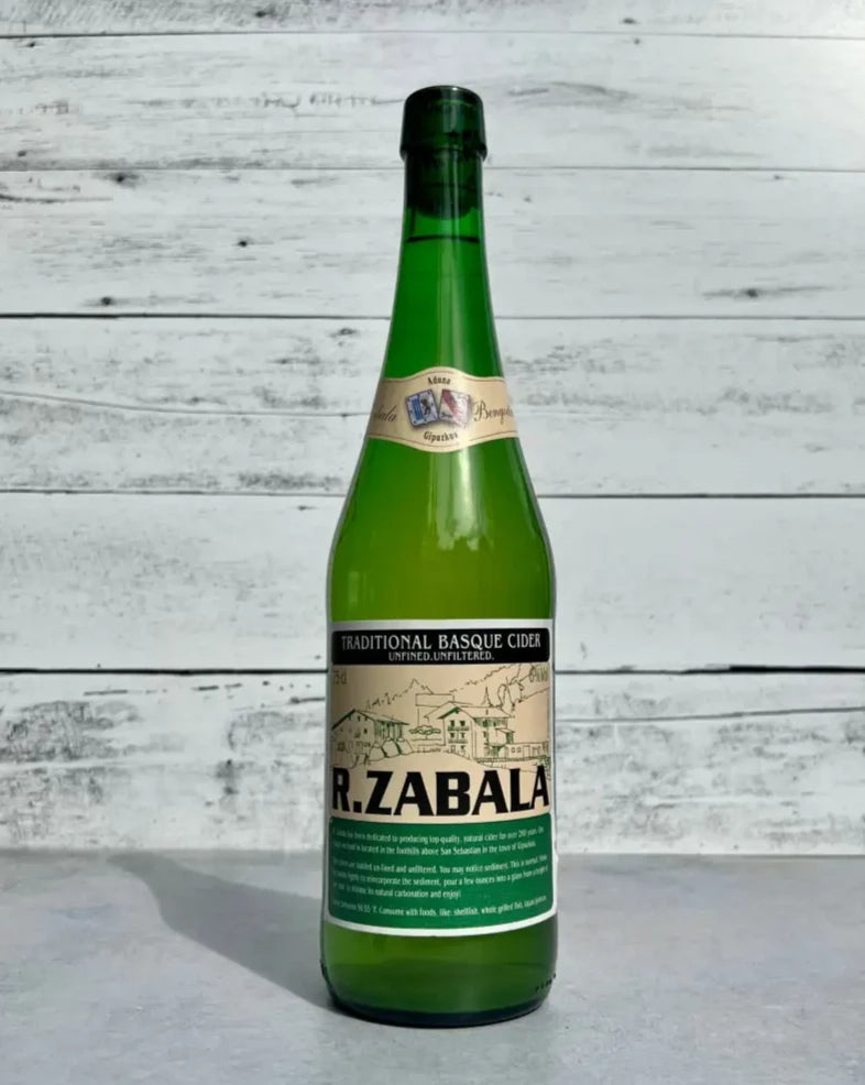 750 mL bottle of R. Zabala Traditional Basque Cider - Unfined, Unfiltered