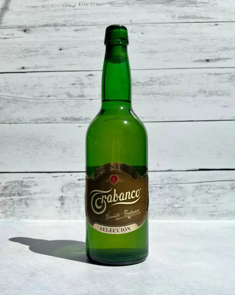 750 mL green glass bottle of Trabanco Sidra Natural cider