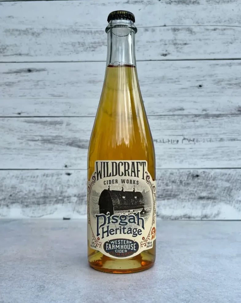 500 mL bottle of Wildcraft Cider Works Pisgah Heritage Western Farmhouse Cider